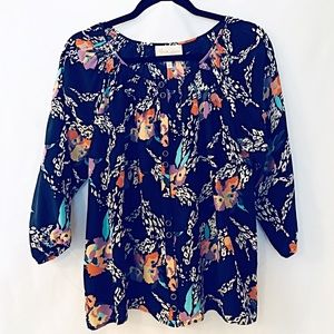 Yumi Kim Navy Floral Blouse